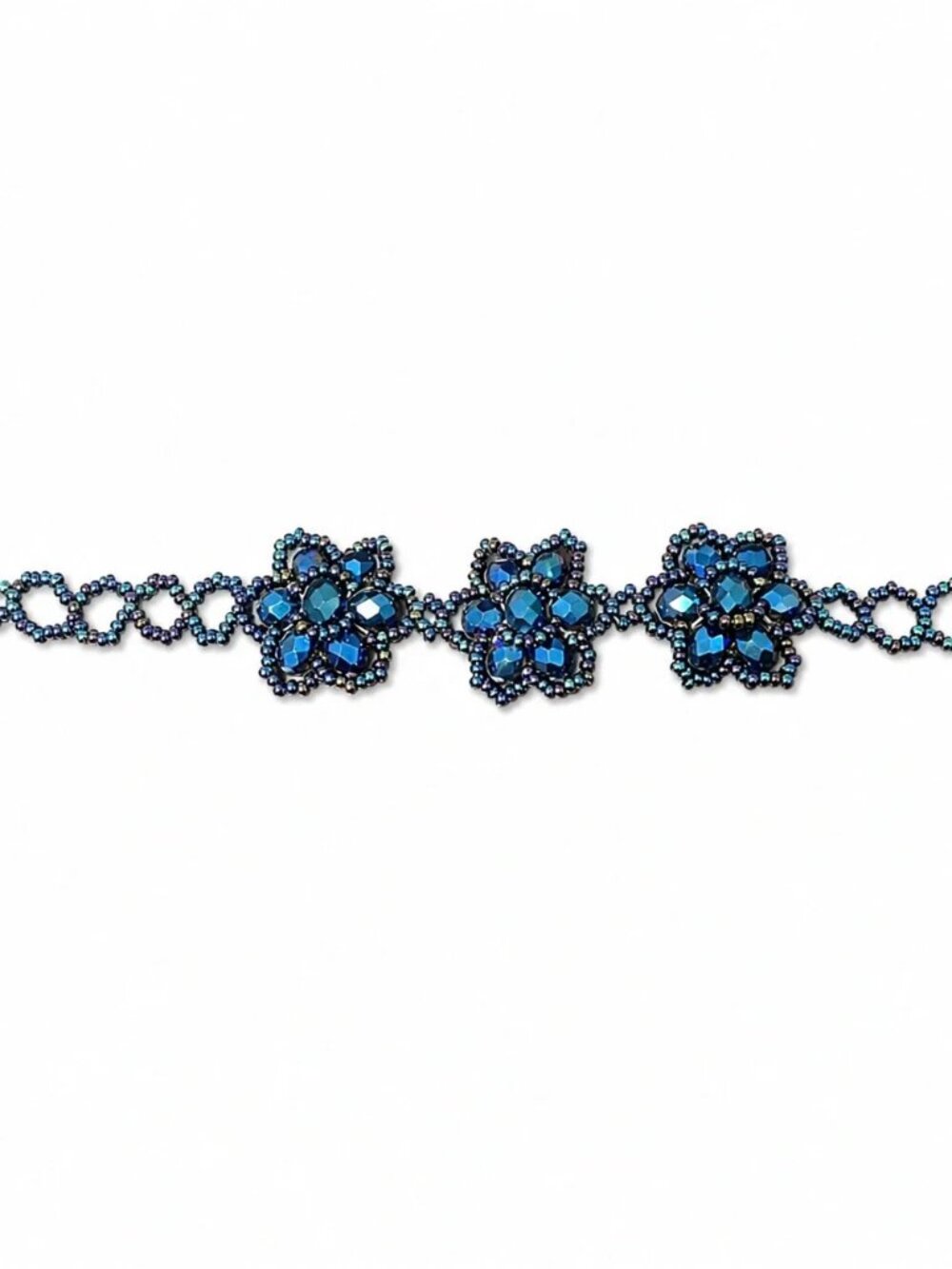 Blue Floral Beaded Bracelet